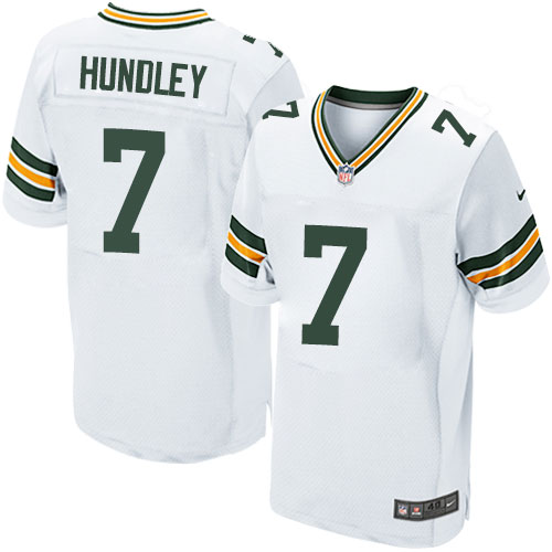 Nike Packers #7 Brett Hundley White Men's Stitched NFL Elite Jersey - Click Image to Close